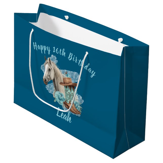 Grande Bolsa de regalo de cumpleaños de caballo occidenta (Angulo Anverso)