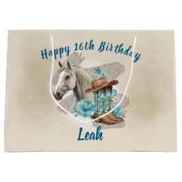 Grande Bolsa de regalo de cumpleaños de caballo occidenta