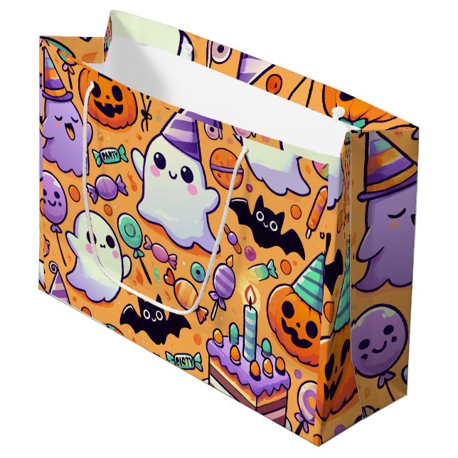 Grande Bolsa de regalo de cumpleaños de Halloween linda (Angulo Anverso)