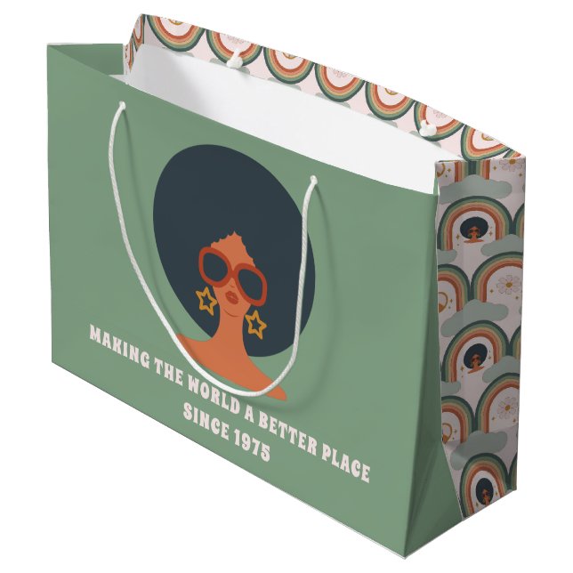 Grande Bolsa de regalo de cumpleaños de los años 70 (Angulo reverso)