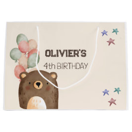 Grande bolsa de regalo de cumpleaños del oso de color de 