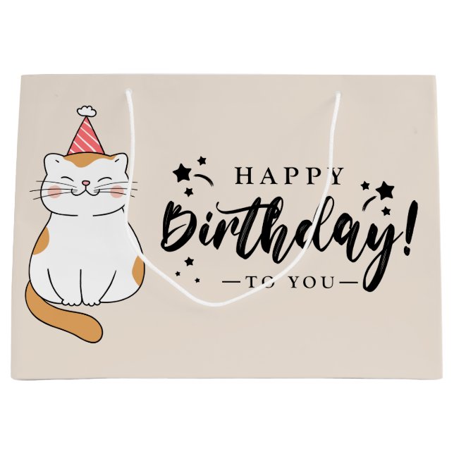 Grande Bolsa de regalo de cumpleaños feliz (Anverso)