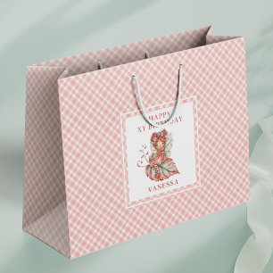 Grande Bolsa de regalo de cumpleaños floral rubor niña ar