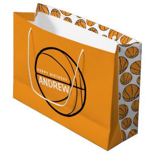 Grande Bolsa de regalo de cumpleaños para el baloncesto