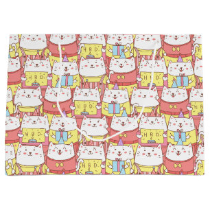 Grande Bolsa de regalo de cumpleaños para gatos de compañ