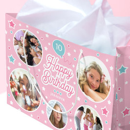 Grande Bolsa de regalo de cumpleaños para niñas con foto
