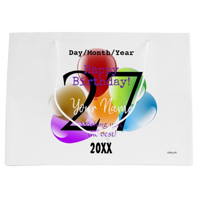 Grande Bolsa de regalo de cumpleaños personalizada para g (Anverso)