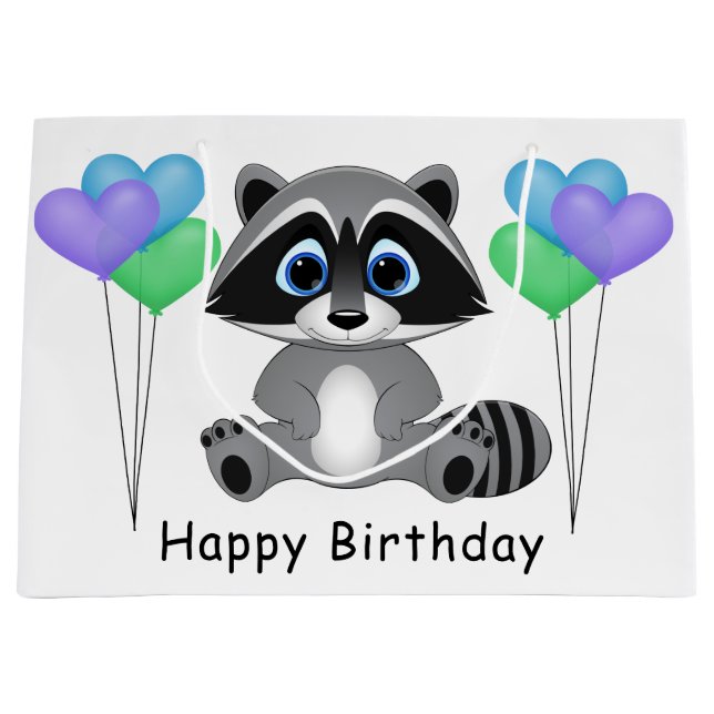 Grande Bolsa de regalo de cumpleaños Raccoon para niños (Anverso)