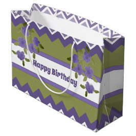 Grande Bolsa De Regalo De Cumpleaños Verde Y Morado