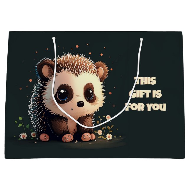 Grande Bolsa de regalo de Cute Hedgehog - Arte Kawaii Ado (Anverso)