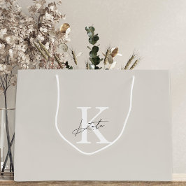 Grande Bolsa de regalo de dama de honor con monograma bei