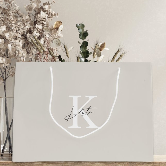 Grande Bolsa de regalo de dama de honor con monograma bei (Subido por el creador)