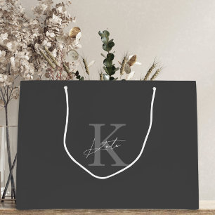 Grande Bolsa de regalo de dama de honor con monograma gri