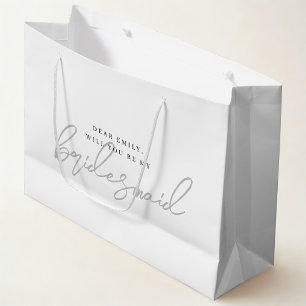 Grande Bolsa de regalo de dama de honor gris moderno