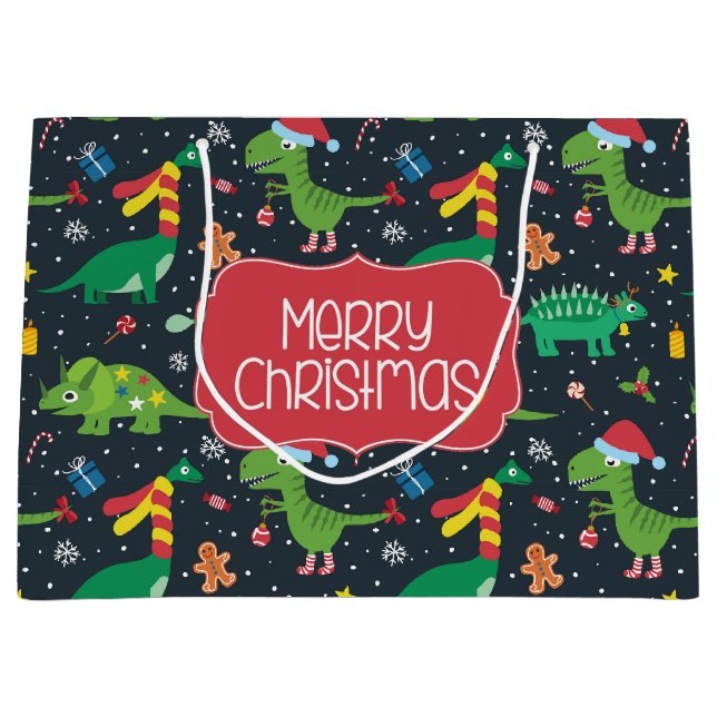 Grande Bolsa de regalo de dinosaurios de vacaciones para  (Anverso)