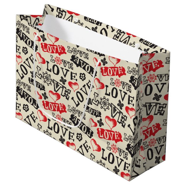 Grande Bolsa de regalo de El día de San Valentín de amor  (Angulo Anverso)
