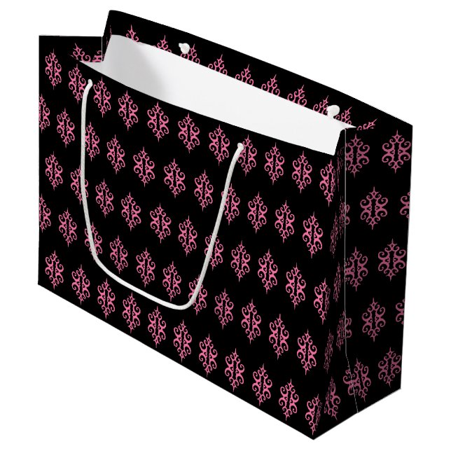 Grande Bolsa de regalo de encaje rosa y negro (Angulo Anverso)