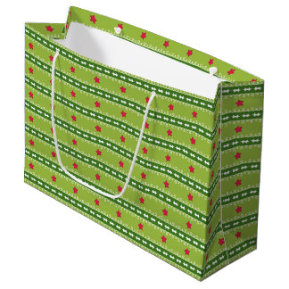 Grande Bolsa de regalo de estrellas verdes y rosas - gran