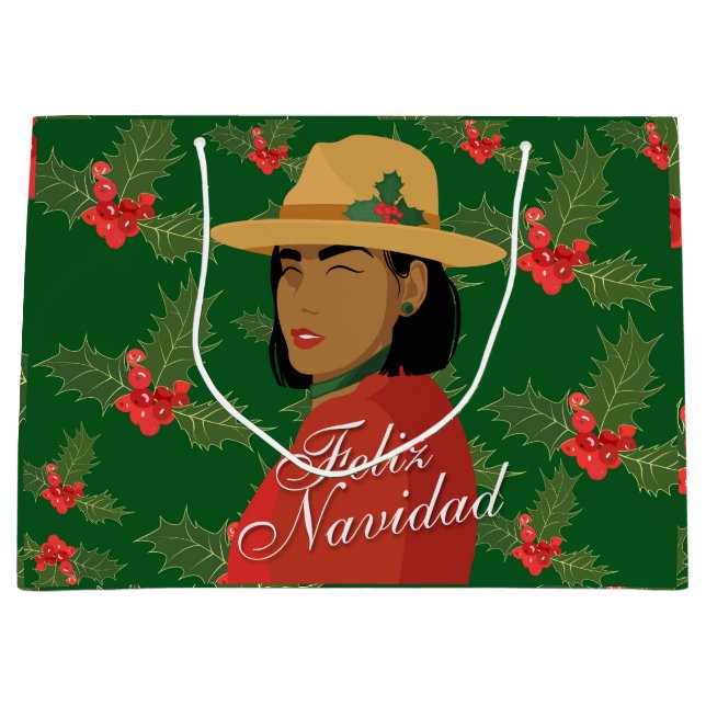 Grande Bolsa de regalo de Feliz Navidad (Anverso)
