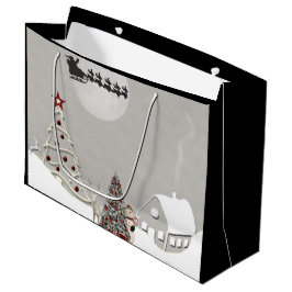 Grande Bolsa de regalo de Feliz Navidad Santa Scene LG