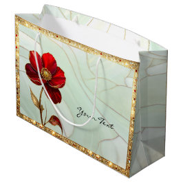 Grande Bolsa de regalo de flor roja de vidrio emplomado