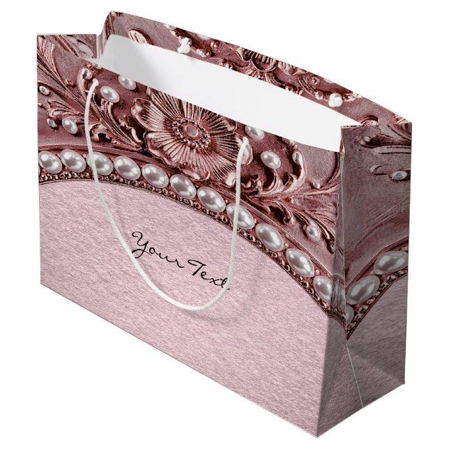 Grande Bolsa de regalo de flor rosa (Angulo reverso)