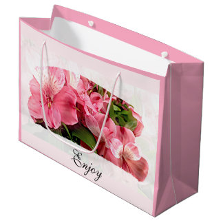 Grande Bolsa de regalo de flor rosa bonita