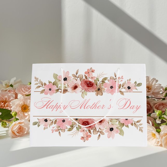 Grande Bolsa de regalo de flores de acuarela rosa elegant (Subido por el creador)