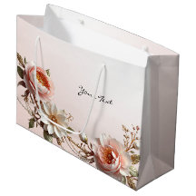 Bolsa de regalo de flores decorativas rosadas y bl