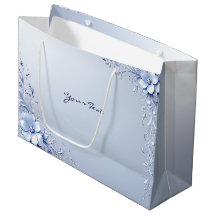 Bolsa de regalo de flores ornamentadas azules con 