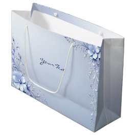 Grande Bolsa de regalo de flores ornamentadas azules con