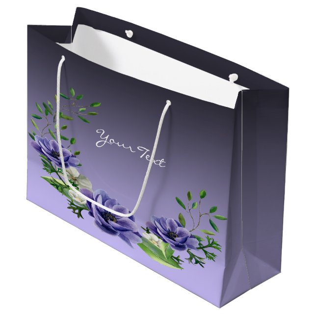 Grande Bolsa de regalo de flores púrpura acuarela (Angulo Anverso)