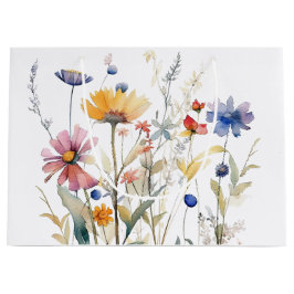 Grande Bolsa de regalo de flores silvestres de acuarela '