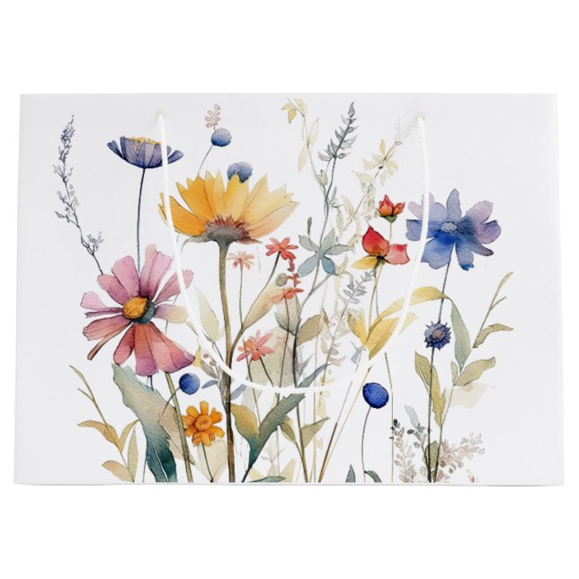 Grande Bolsa de regalo de flores silvestres de acuarela ' (Anverso)