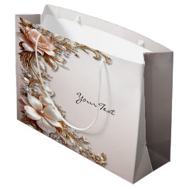 Grande Bolsa de regalo de flores suaves rosadas y blancas
