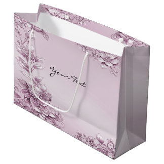 Grande Bolsa de regalo de follaje floral rosa