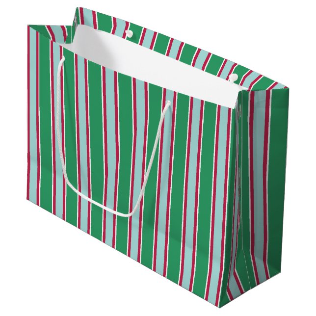 Grande Bolsa de regalo de franjas de Navidades azules ver (Angulo Anverso)