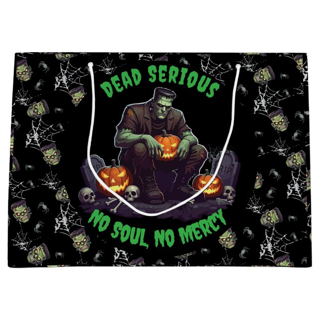 Grande 🖤 Bolsa de regalo de Frankenstein Halloween 💀 🎃 (Anverso)