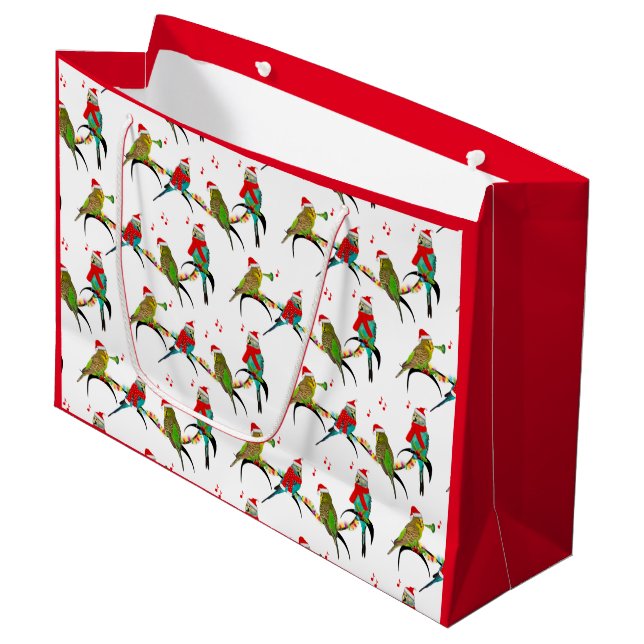 Grande Bolsa de regalo de frenesí de periquitos de Navida (Angulo Anverso)