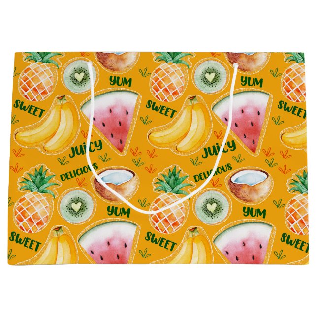 Grande Bolsa De Regalo De Frutas Tropicales (Anverso)
