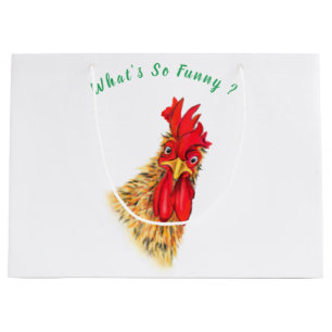 Grande Bolsa de regalo de gallo divertido - Texto persona