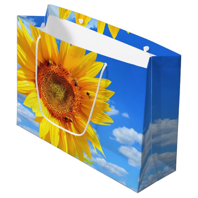 Grande Bolsa de regalo de girasol amarillo (Angulo Anverso)