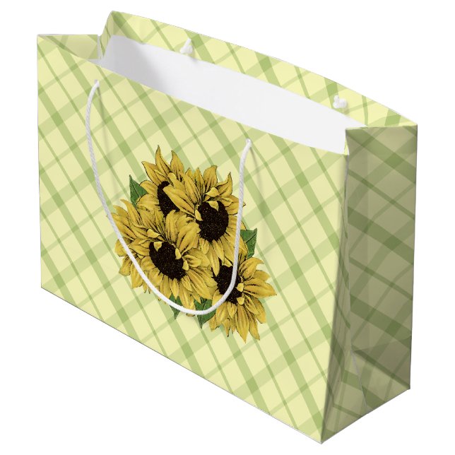 Grande Bolsa de regalo de girasoles alegres en rebanada (Angulo reverso)