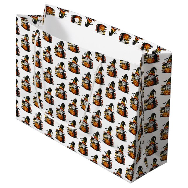 Grande Bolsa de regalo de gnomo de Halloween (Angulo Anverso)