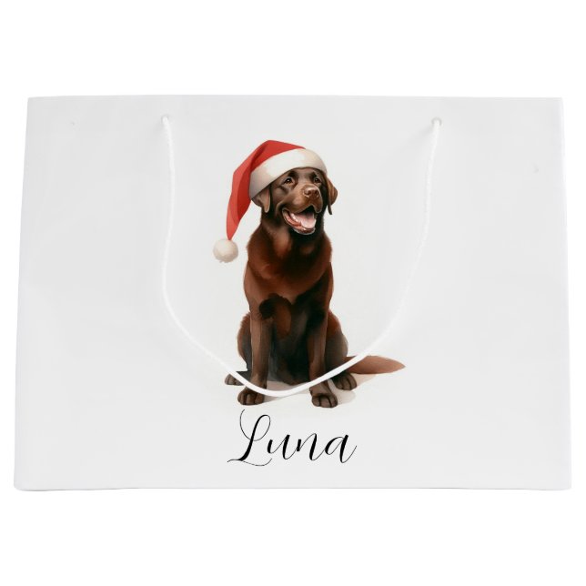 Grande Bolsa de regalo de Gorra de perro de chocolate Lab (Anverso)