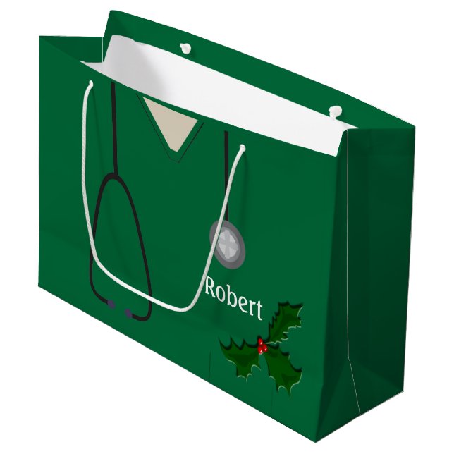 Grande Bolsa de regalo de Green Holly Lg (Angulo Anverso)