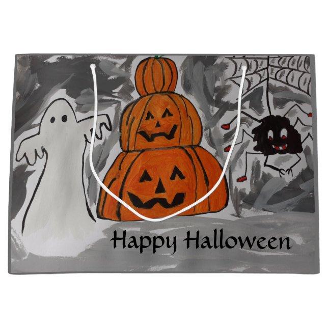Grande Bolsa de regalo de Halloween feliz (Anverso)