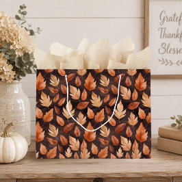 Grande Bolsa de regalo de hojas de otoño en ámbar dorado 