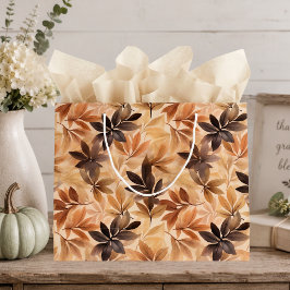 Grande Bolsa de regalo de hojas de otoño en beige cremoso