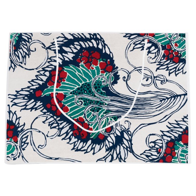 GRANDE BOLSA DE REGALO DE IMPRESIÓN FLORAL CHINA (Anverso)